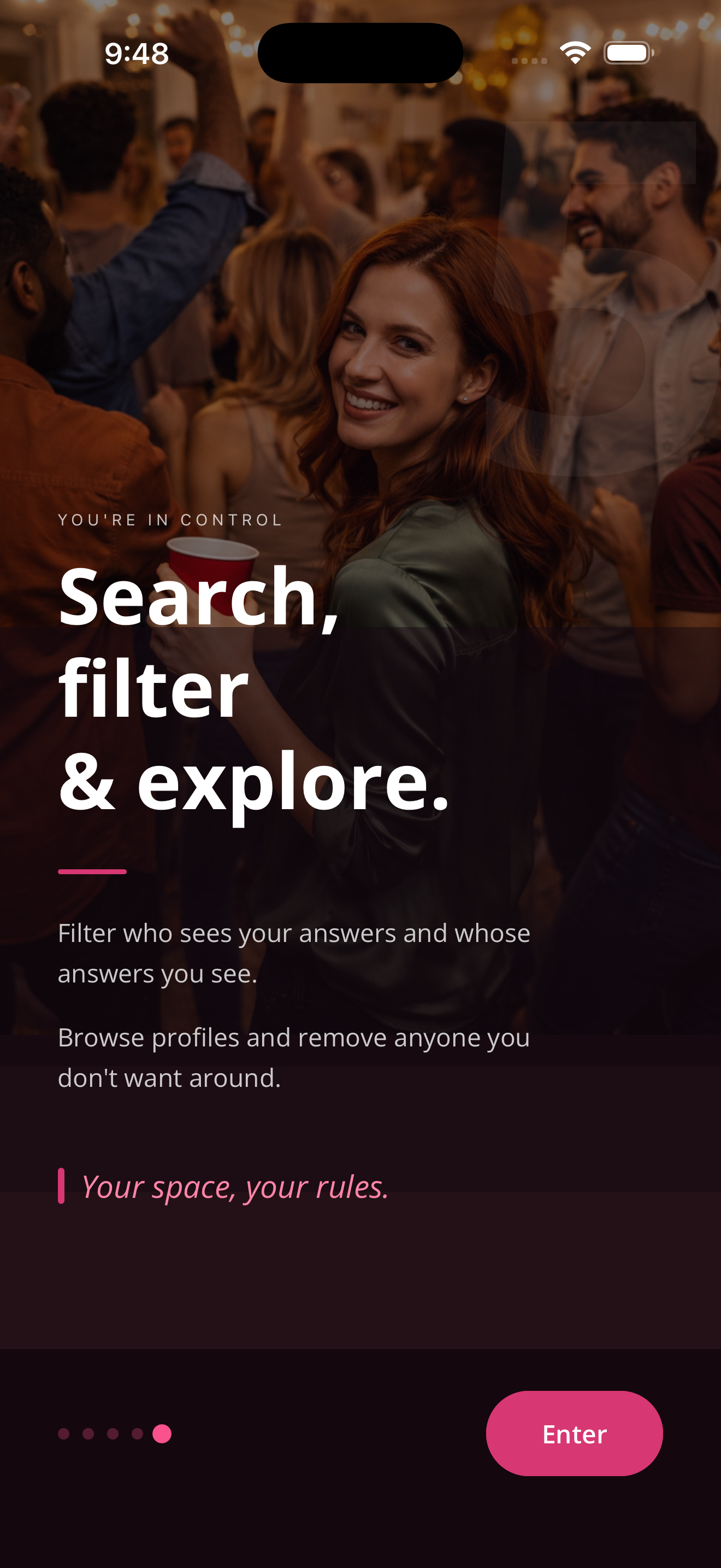 Shin-dig onboarding screen